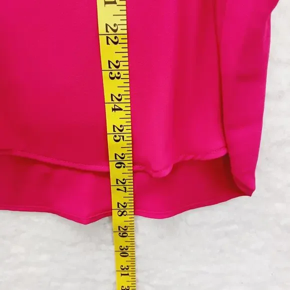 Blouse Rose Red Ruffle Sleeve Romantic Coquette Office Siren Glam Luxe Size XL - Picture 5 of 9